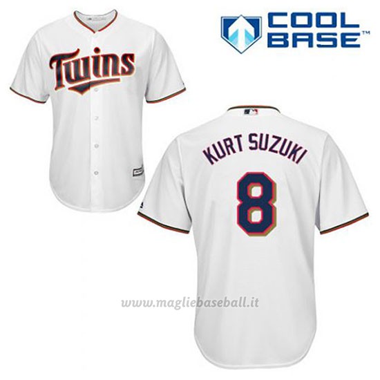 Maglia Baseball Uomo Minnesota Twins Kurt Suzuki 8 Bianco 1ªCool Base